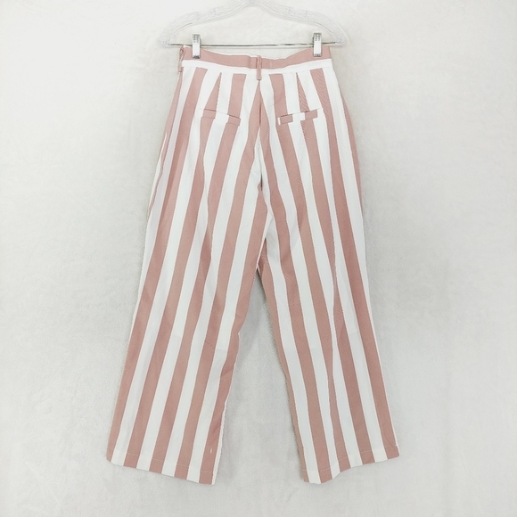 Balboa Pink & White Striped High Rise Wide Leg Pants 18 - Picture 4 of 10